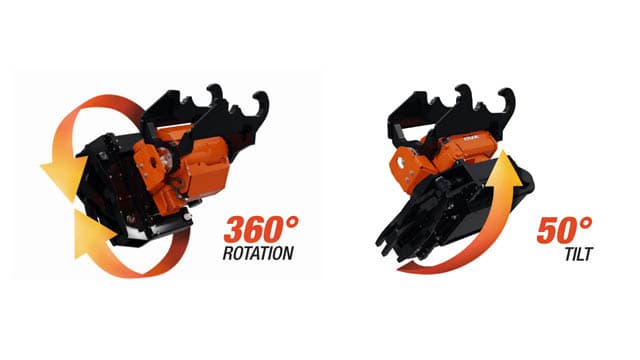 Rotation sur 360° et inclinaison de 50°