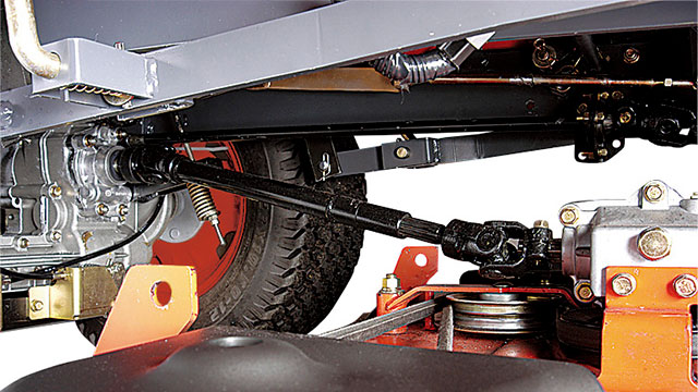 Shaft drive transmission and mower deck